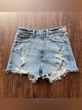 Abercrombie & Fitch Light Blue Distressed Denim Shorts